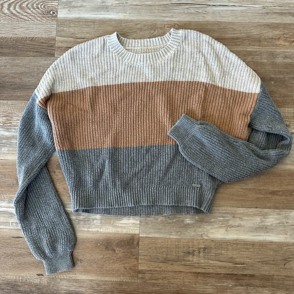 Hollister Women's Colorblock Sweater - Cream, Brown, Gray
